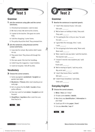 Solutions pre intermediate short tests