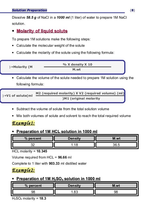 Solutions preparation