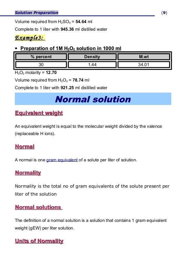 Solutions preparation