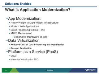 vFabric Cloud Application PlatformCloud Application Platform is a set of application services that produces a cost-saving, future-proof solution for building, running and managing applications in a virtual or vCloud environment; all running on top of vSphere.PaaS Goals   tc Server, Hyperic, “Napa”   tc Server, Hyperic, “Napa”  Spring, tc Server, Hyperic  Spring, tc Server, HypericGemFire, RabbitMQ, HypericGemFire, RabbitMQ, Hyperic“Agile Application Deployment with PaaS”(Platform-as-a-Service)“Agile Application Deployment with PaaS”(Platform-as-a-Service) “Data Virtualization”(High Performance Data Cloud) “High Performance Data” (High Performance Data Cloud)“Application Modernization”(High Scale Application Platform)“Application Modernization”(High Scale Application Platform)Customer Requirements/Solution TriggersCustomer Requirements/Solution TriggersHigh volume Web applications