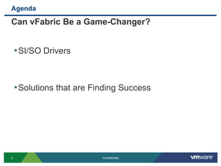 AgendaCan vFabric Be a Game-Changer?SI/SO DriversSolutions that are Finding Success2Confidential