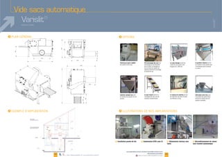 Vide sacs automatique
Varislit®
II
I I
Varislit®
45
www.palamaticprocess.fr/machines-industrielles/solutions-sacs
/dessacheuse-automatique
Vidéos & plans téléchargeables en ligne
44
Monorail et palan
(pourmatérielsituédanslafosse)
Dessacheuse PALAMATIC PROCESS
(prévoiruneréhaussede500mm.)
Caisson refus crible
Surpresseur
Trémie pour ajout d'additif : Le corps allongé permet dePré-concassage des sacs
Fabrication acier-inox pourLe rouleau de maintien permet
La goulotte vibrante permet
en amont
Goulotte statique inox pour Le tapis incliné permet le
F Implantation ATEX zone 21F Installation poudre de lait F Déconditionnement de ciment
avec transfert pneumatique
F Alimentation réacteur avec
tamis
Système breveté
Plans téléchargeables sur www.palamaticprocess.fr
 