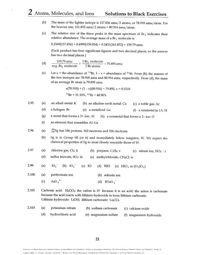 Solutions To Black Exercises The Central Science 11th