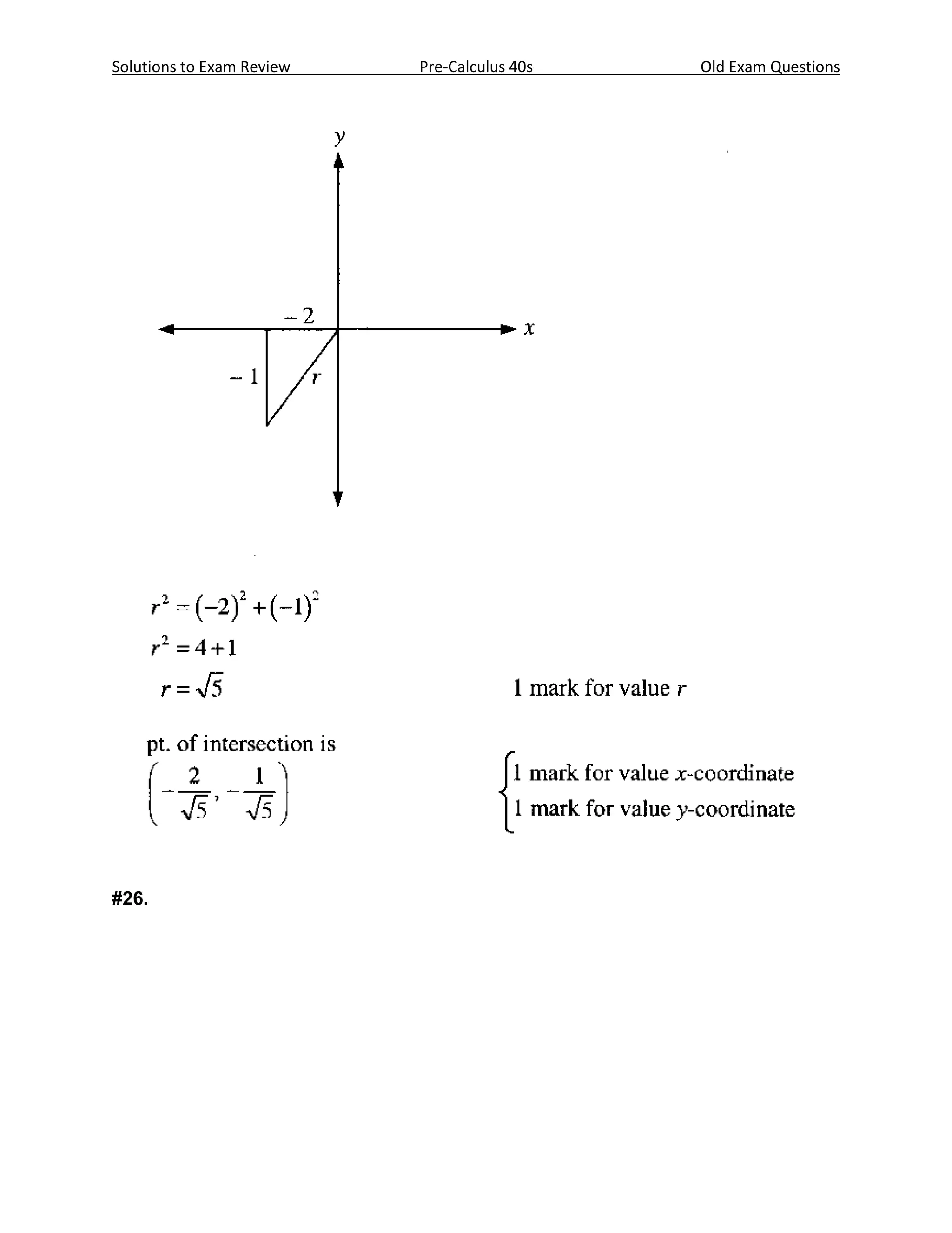 Solutions to Exam Review   Pre-Calculus 40s   Old Exam Questions




#26.
 