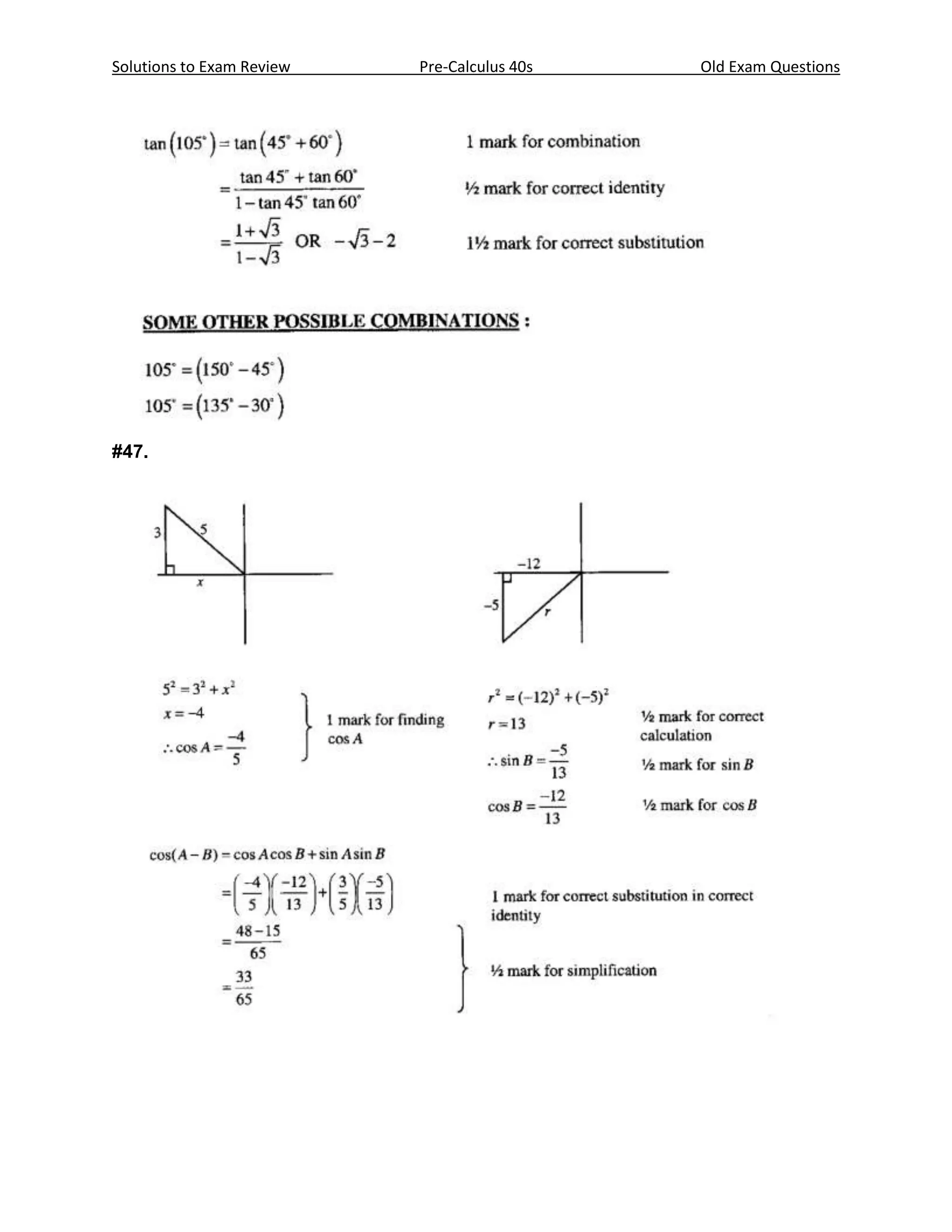 Solutions to Exam Review   Pre-Calculus 40s   Old Exam Questions




#47.
 
