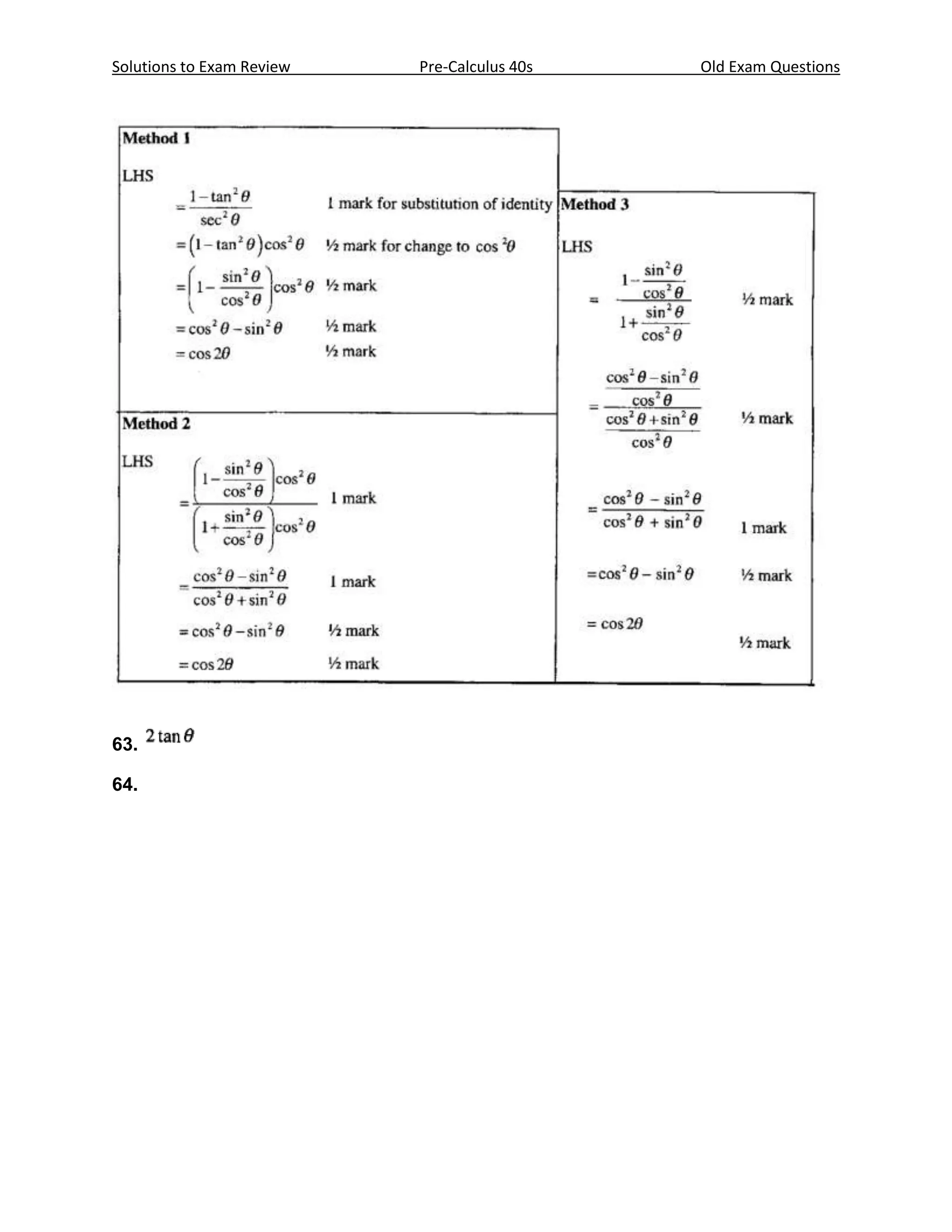 Solutions to Exam Review   Pre-Calculus 40s   Old Exam Questions




63.

64.
 