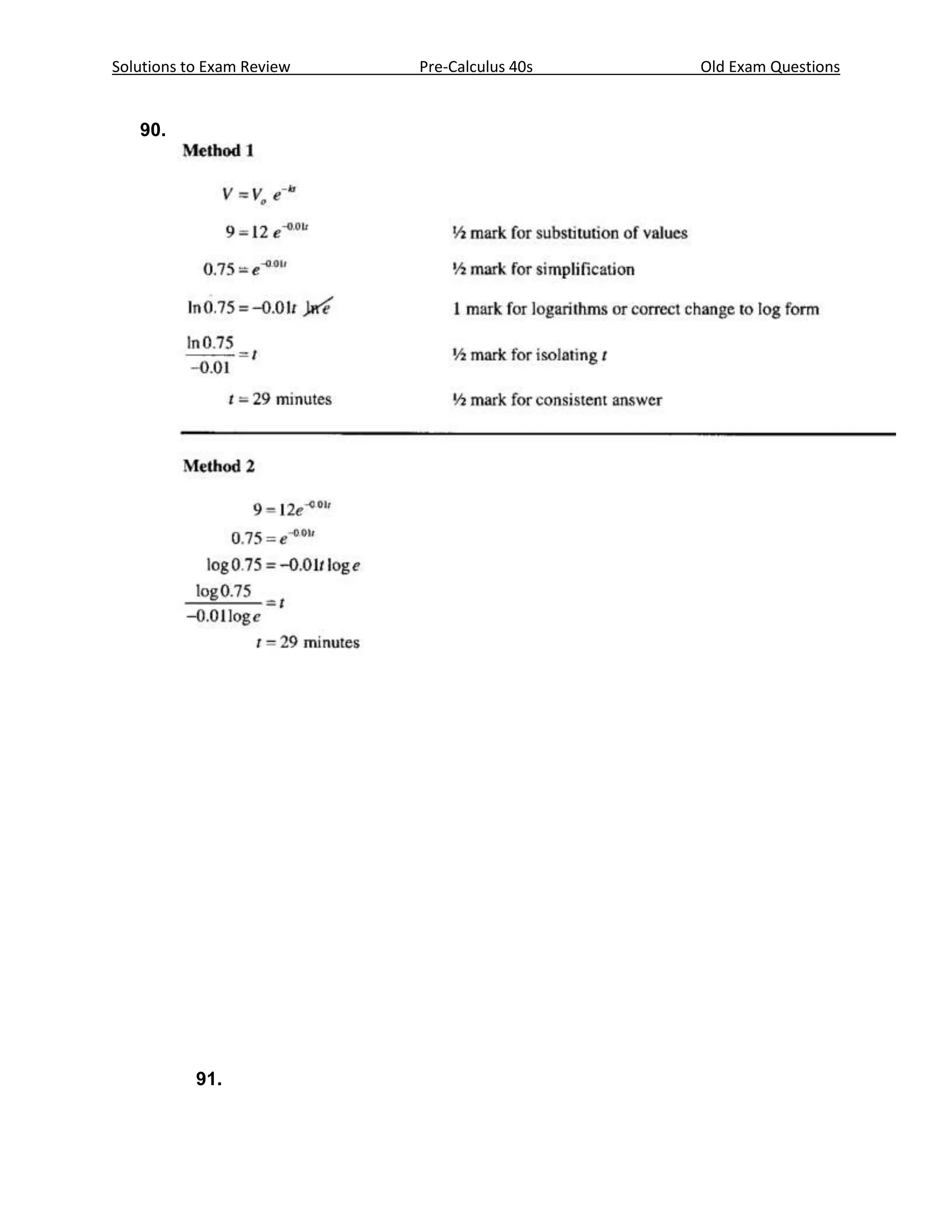 Solutions to Exam Review   Pre-Calculus 40s   Old Exam Questions


   90.




           91.
 