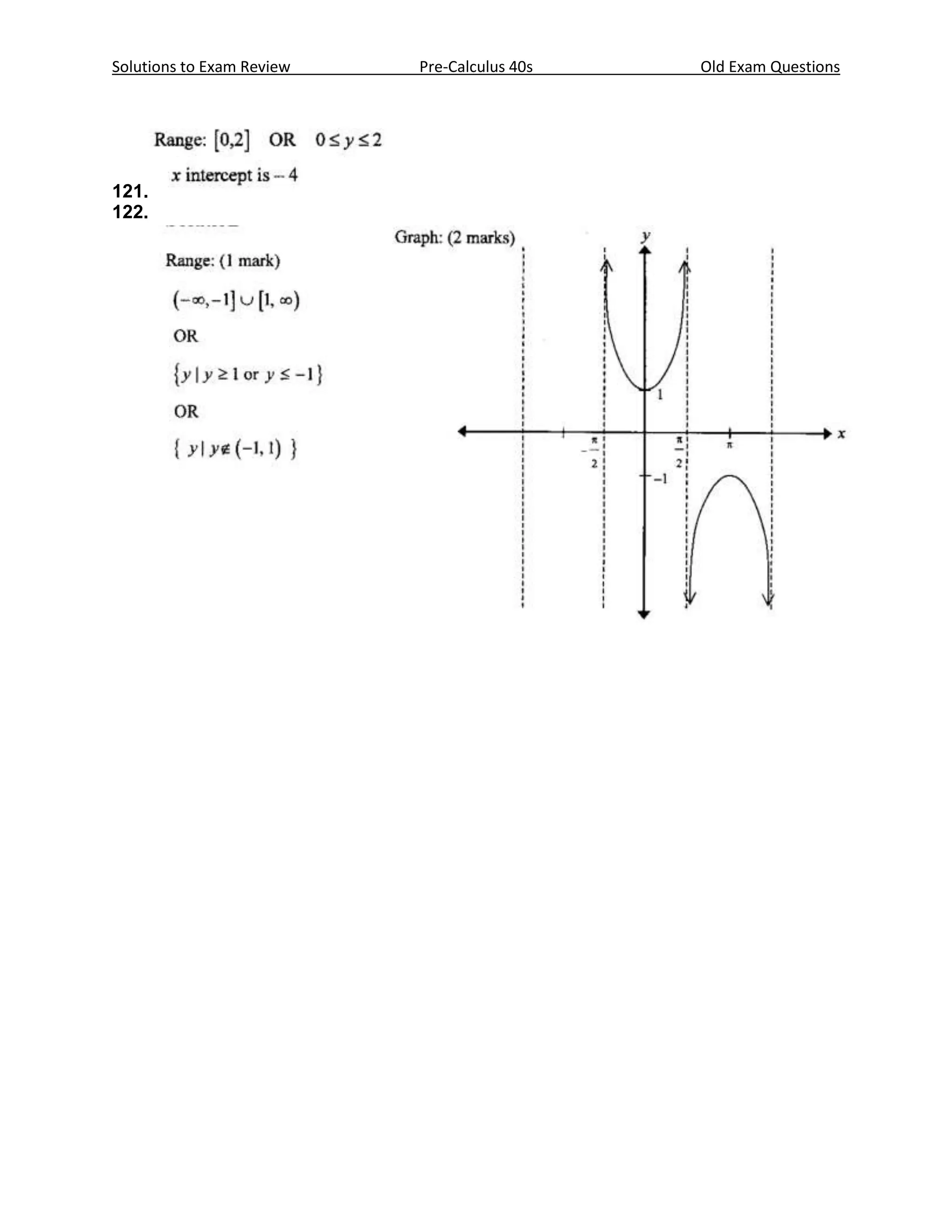 Solutions to Exam Review   Pre-Calculus 40s   Old Exam Questions




121.
122.
 