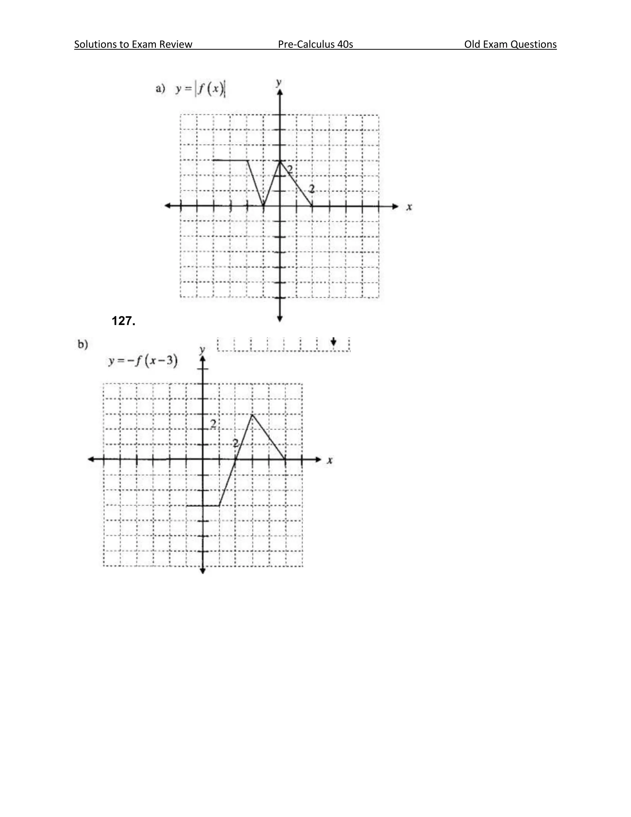 Solutions to Exam Review   Pre-Calculus 40s   Old Exam Questions




       127.
 