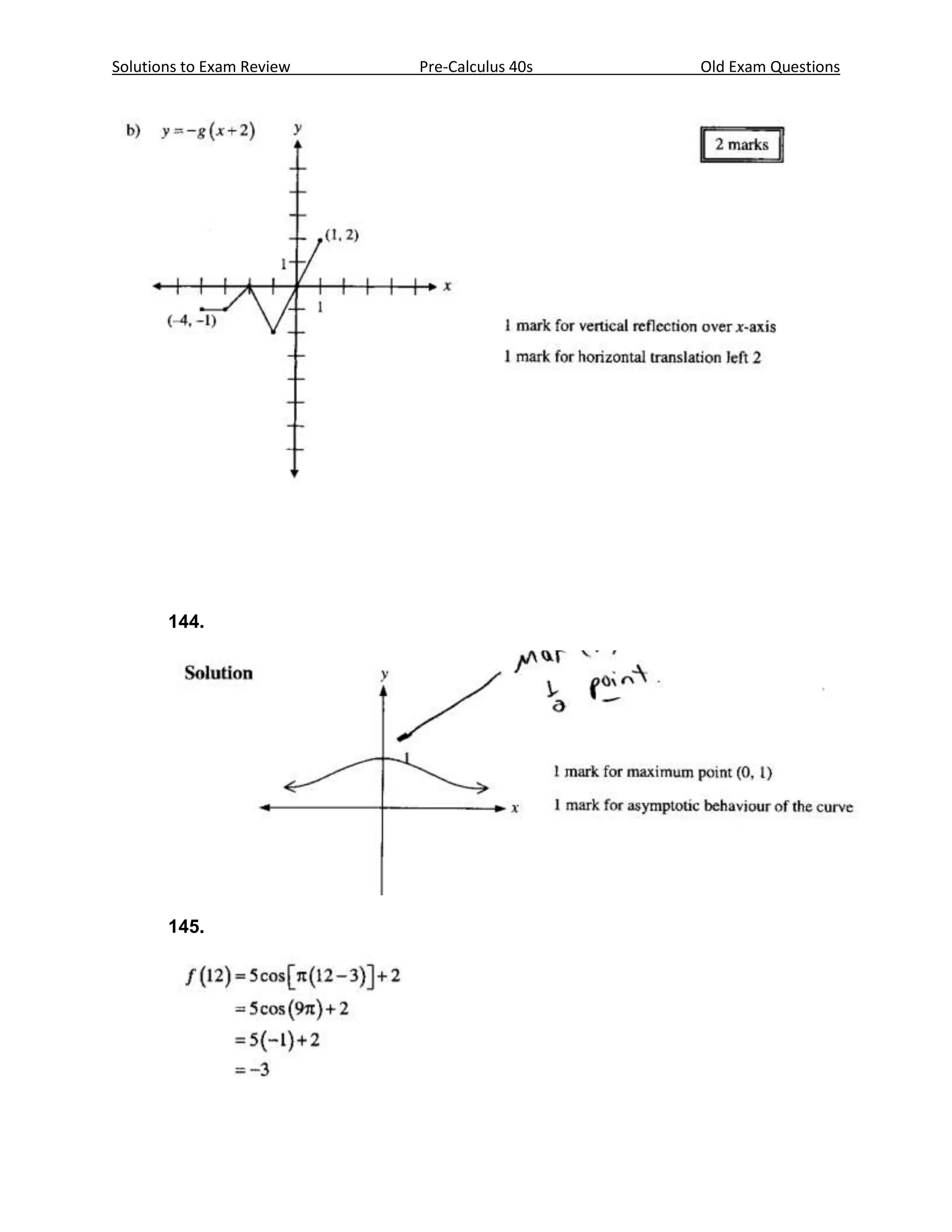 Solutions to Exam Review   Pre-Calculus 40s   Old Exam Questions




       144.




       145.
 