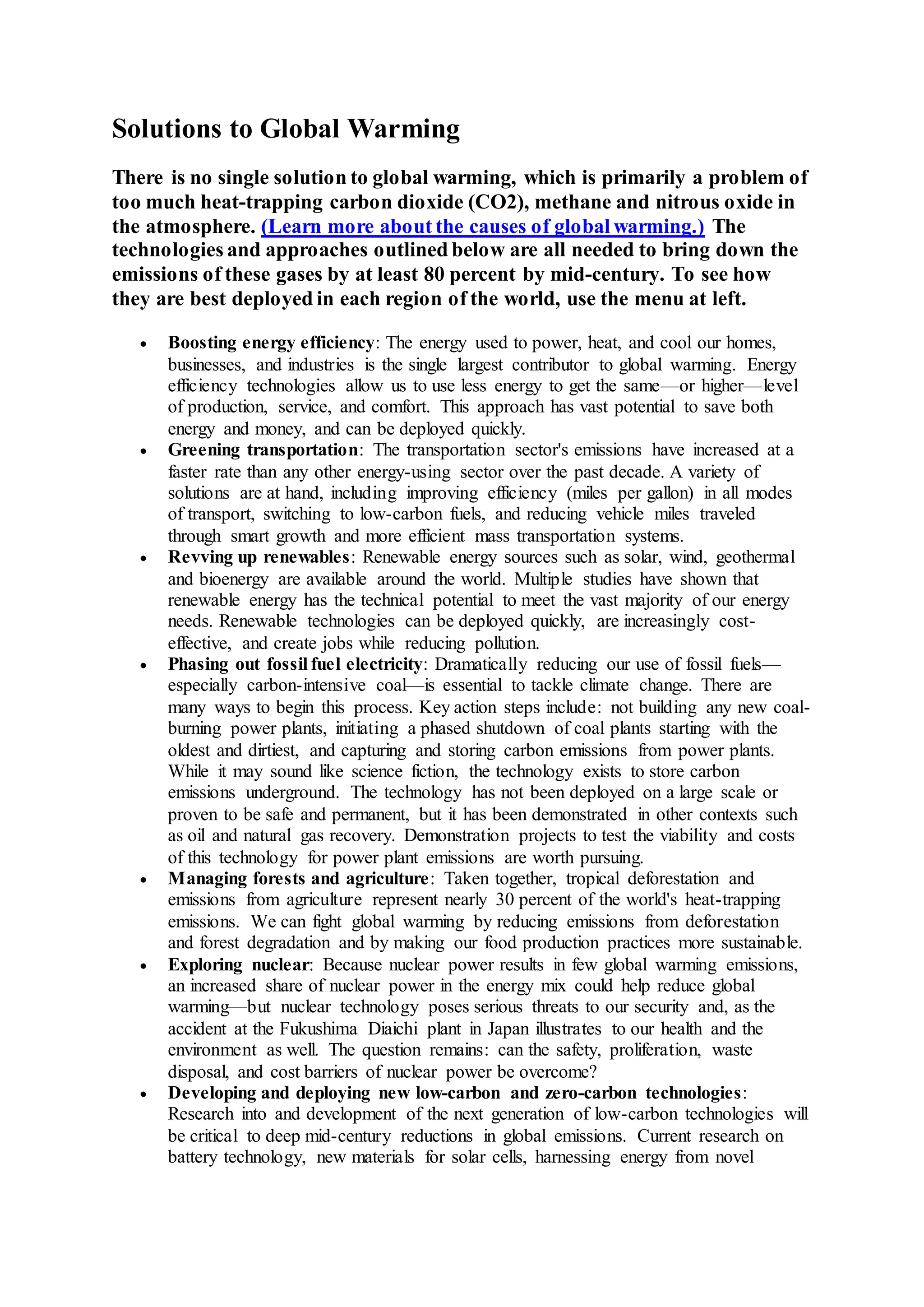Solutions to global warming | PDF