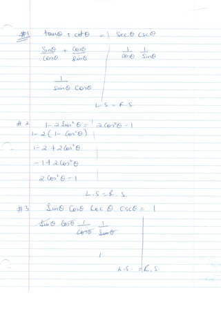 Solutions to proving trig identiities assign