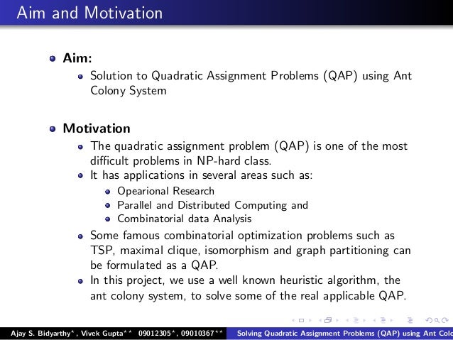 Motivation to do assignment problem