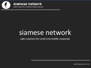 siamese network
sales solution for small and middle corporate
siamese network
sales solution for small and middle corporate
siamesenetwork.com
 