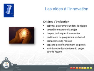 Les aides à la pré-activité, consultance et formation
