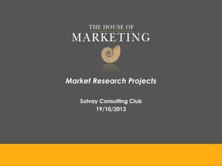 Market Research Projects
Solvay Consulting Club
19/10/2013

 