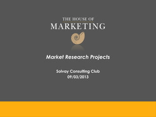 Market Research Projects
Solvay Consulting Club
09/03/2013

 