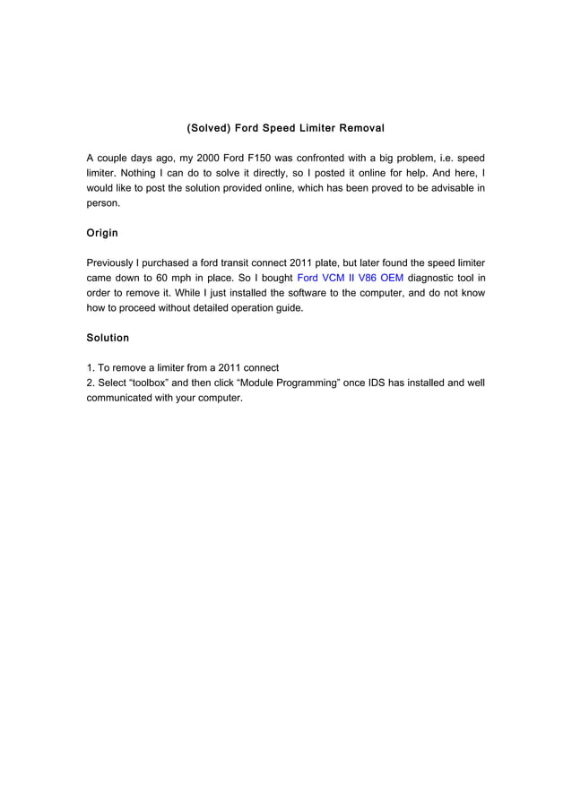 (Solved) ford speed limiter removal PDF
