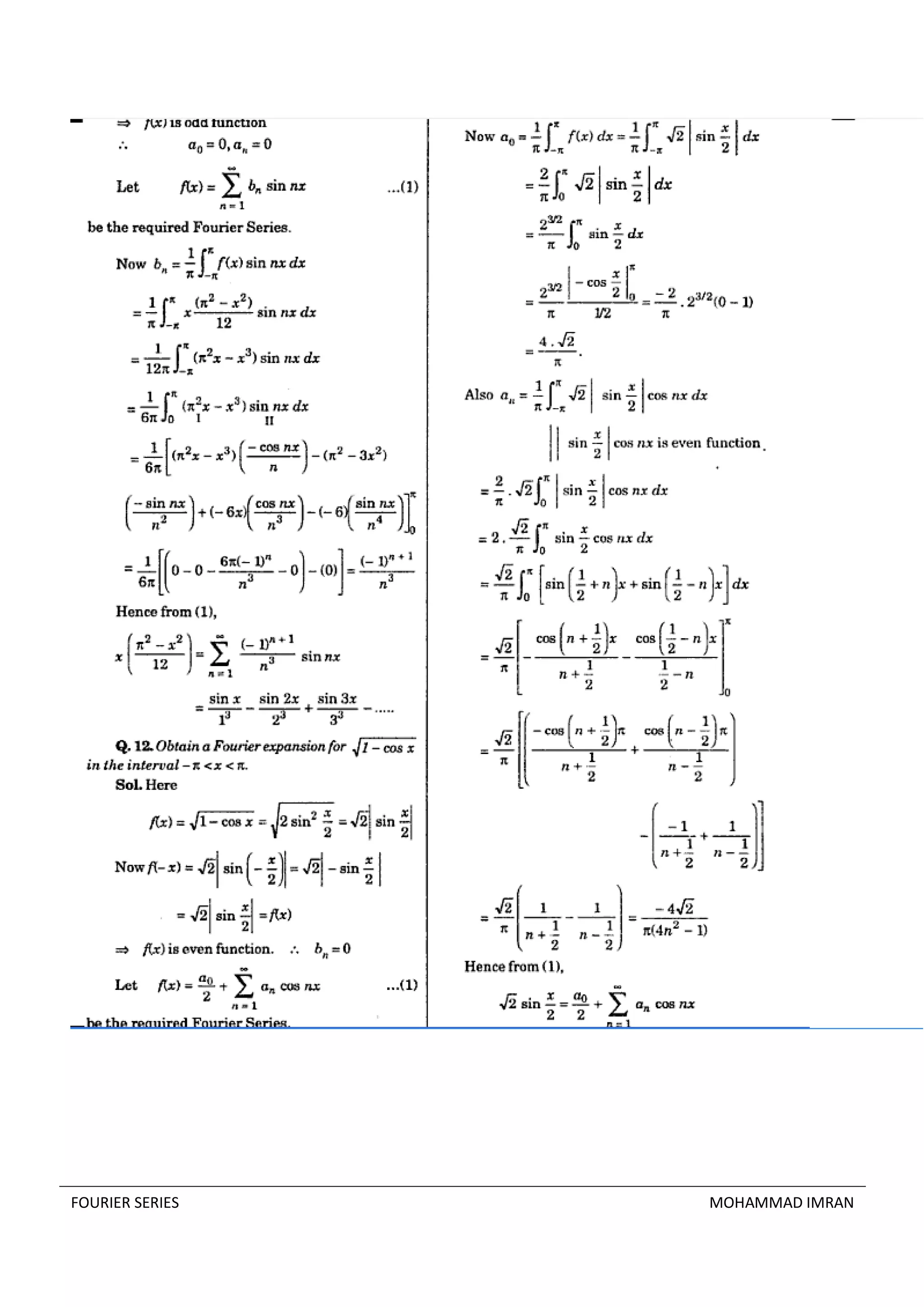 solved examples in fourier series. | PDF