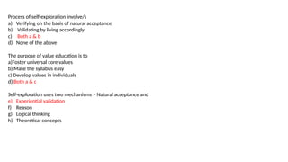 UHV IMPORTANT QUESTIONS AND SOLUTIONS ye | PPTX