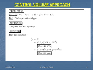 08/12/201008/12/2010 Dr. Munzer EbaidDr. Munzer Ebaid 44
CONTROL VOLUME APPROACH
 