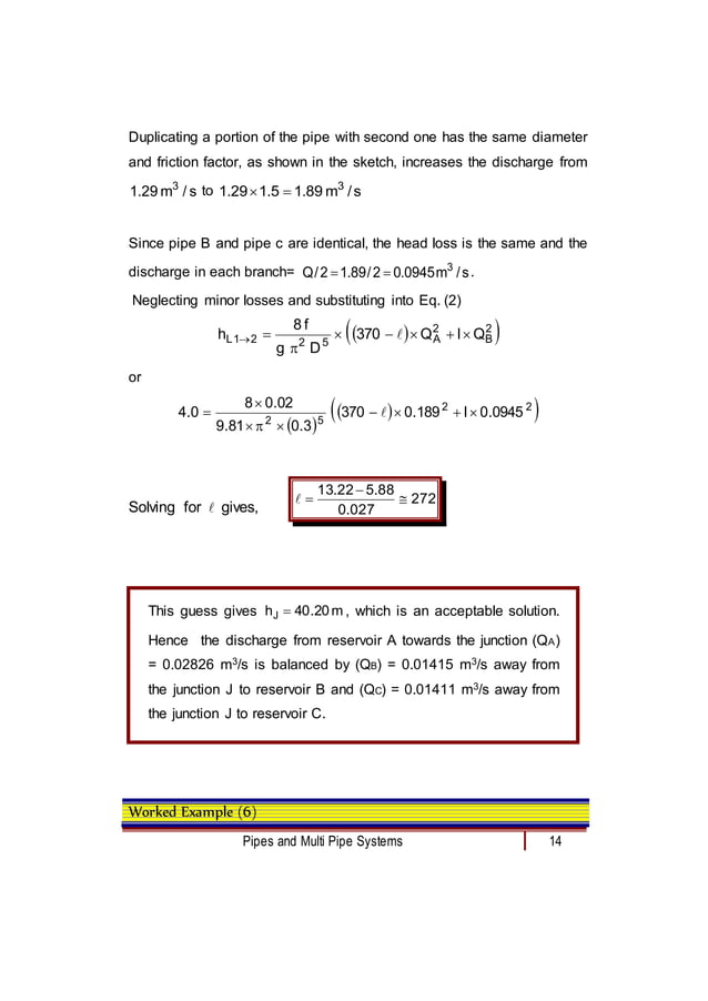 Solved problems pipe flow final 1.doc | Physics | Science