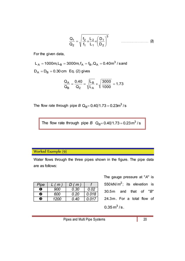 Solved problems pipe flow final 1.doc | Physics | Science