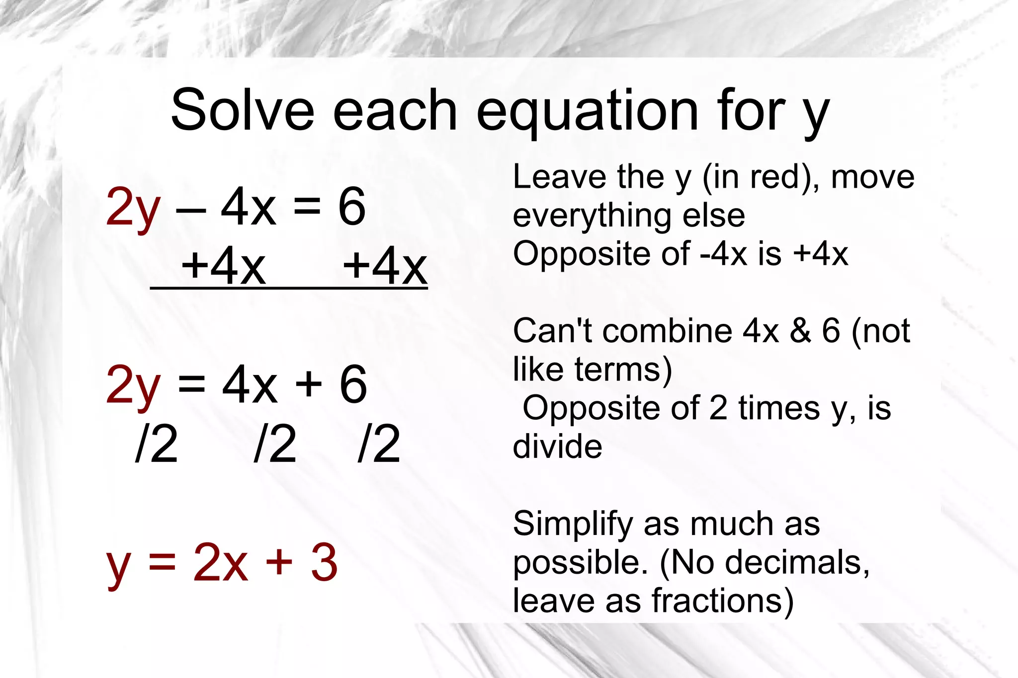 Solving equations for Y | PPT