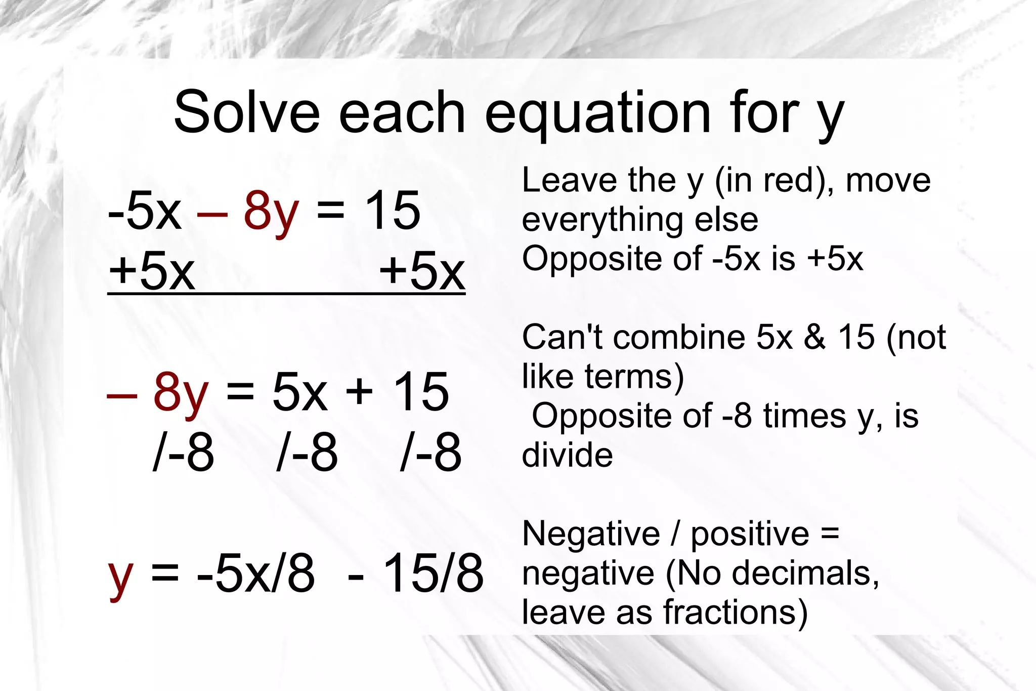 Solving equations for Y | PPT