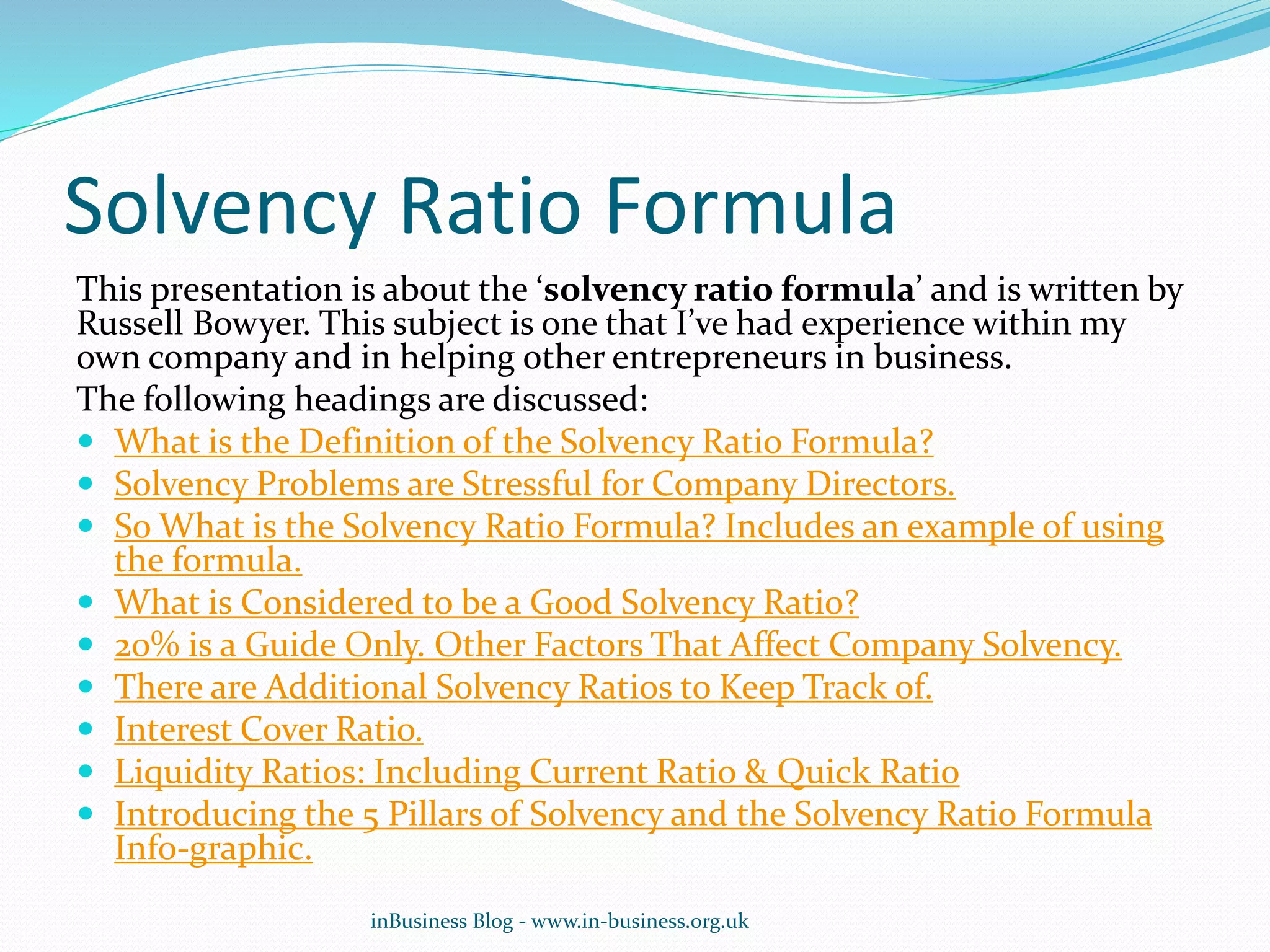 Solvency ratio formula | PPTX
