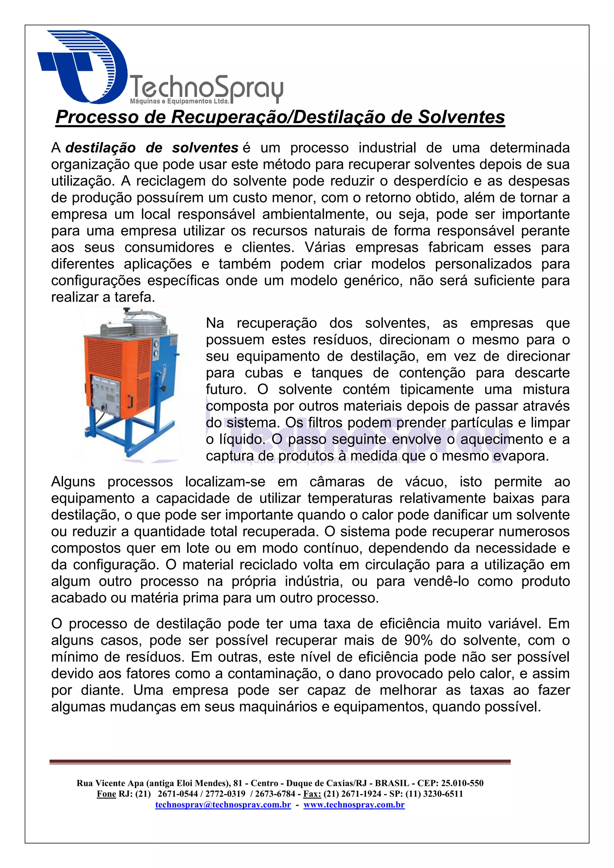 Solvente Modelo Destilação / Reciclagem de Solventes | PDF