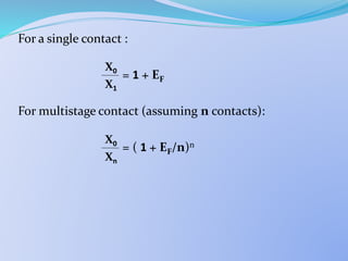 For a single contact :
= 1 + EF
For multistage contact (assuming n contacts):
= ( 1 + EF/n)n
X1
X0
Xn
X0
 