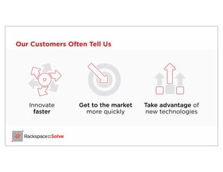 Our Customers Often Tell Us
Innovate
faster
Get to the market
more quickly
Take advantage of
new technologies
 