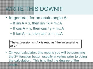 Solve Right Triangles PowerPoint 2.ppt and problem solving | PPT