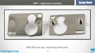MPP – Application Example

400,000 per day, replacing weld pins
14

 