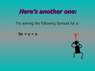 Solve Expression Formular Solving Equations And Formulas | PPT