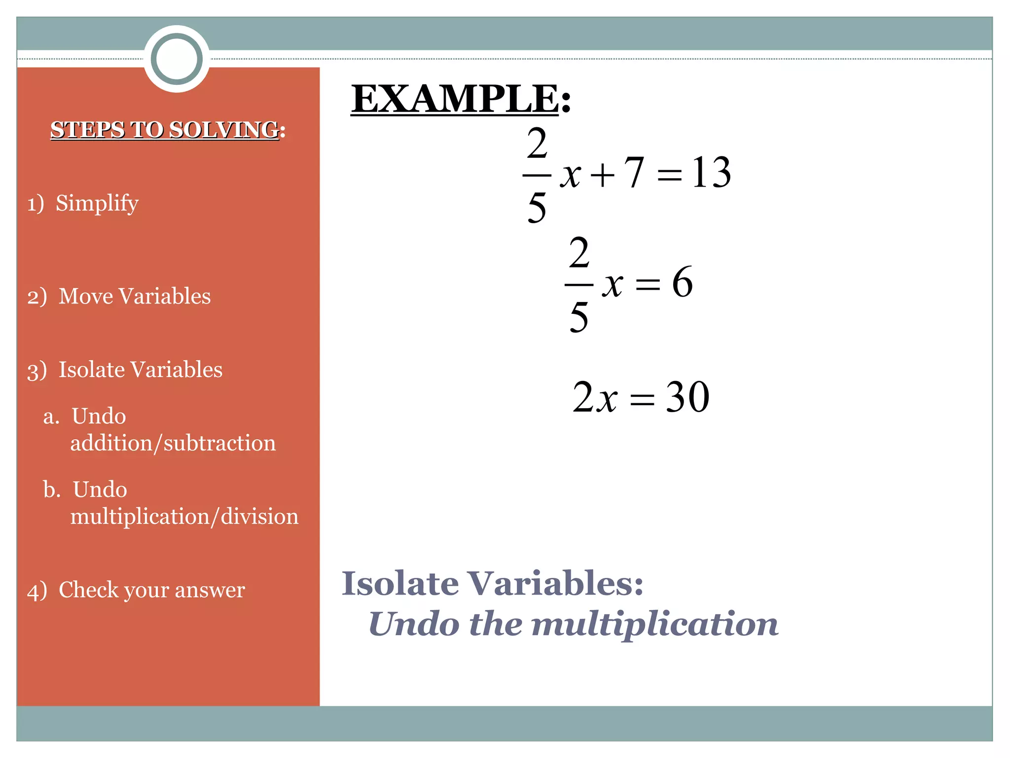 Solving Linear Equations | PPS