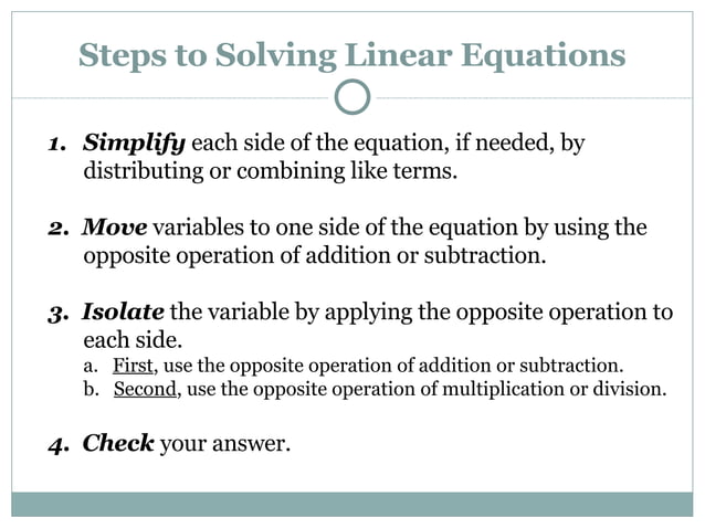Solving Linear Equations | PPT