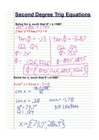 Solving Second Degree Trig Equations.pdf | Physics | Science