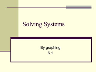 Solving Systems By graphing 6.1 