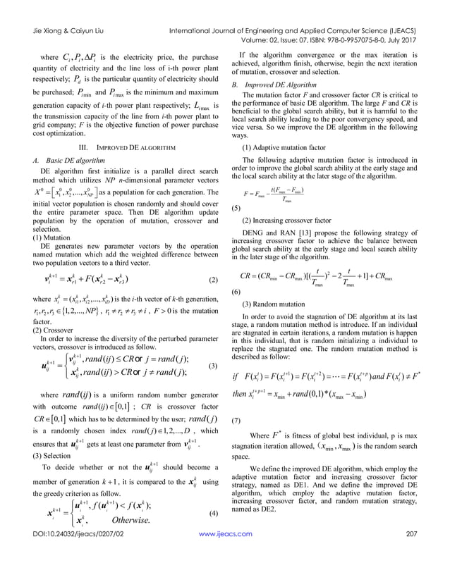 Solving the Power Purchase Cost Optimization Problem with Improved DE ...
