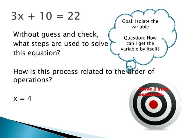 Solving 2 step equations | PPTX