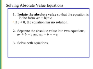 Solving absolute values | PPT