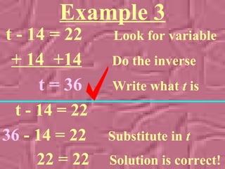 Solving addition and subtraction equations power point copy | PPT