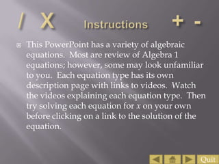 Solving Algebraic Equations