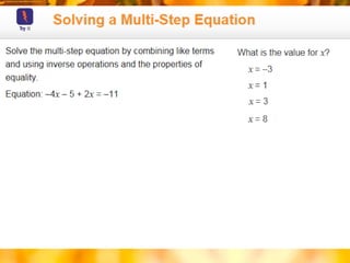 Solving a linear equation single and multi step | PPTX