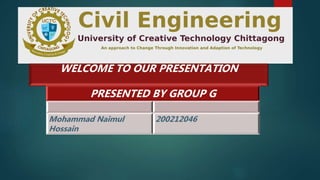 -
WELCOME TO OUR PRESENTATION
PRESENTED BY GROUP G
Mohammad Naimul
Hossain
200212046
 