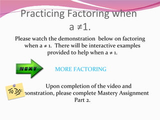 Solving by factoring remediation notes | PPT