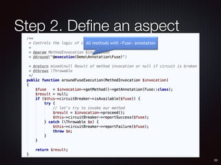 Step 2. Deﬁne an aspect
53
All methods with «Fuse» annotation
 