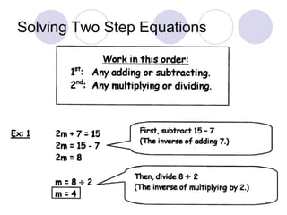 Solving Two Step Equations
 